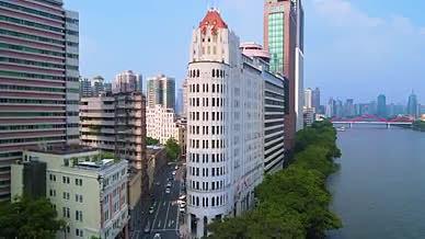 广东粤文化骑楼欧式建筑航拍4k视频的预览图